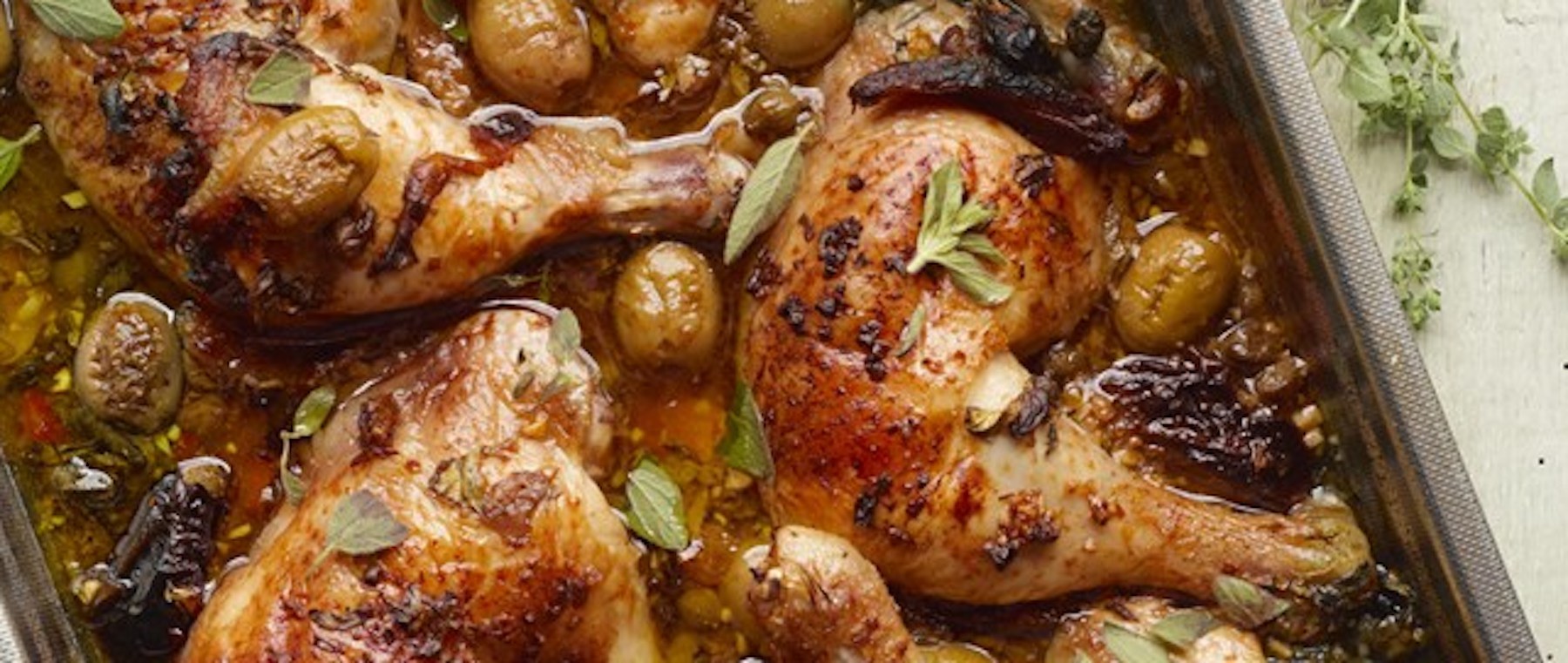 Roast chicken with dates olives and capers